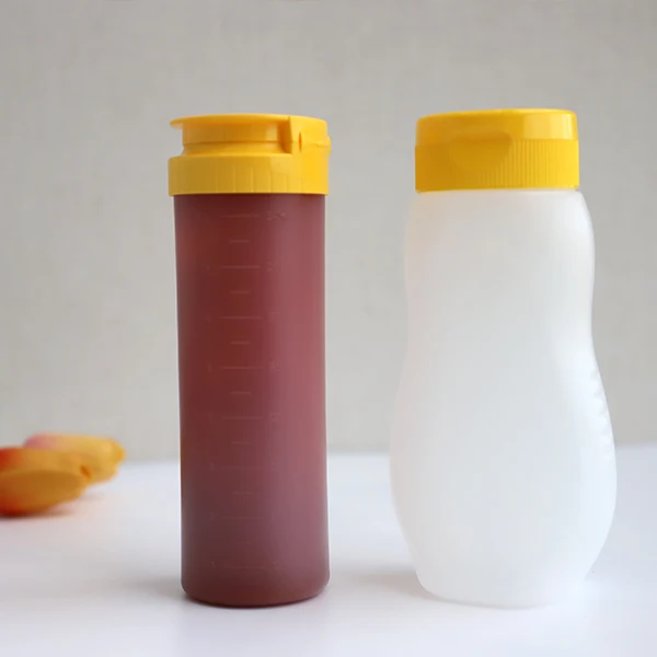 Wide Mouth Plastic Squeeze Bottles with Caps for Ketchup Salad Sauce