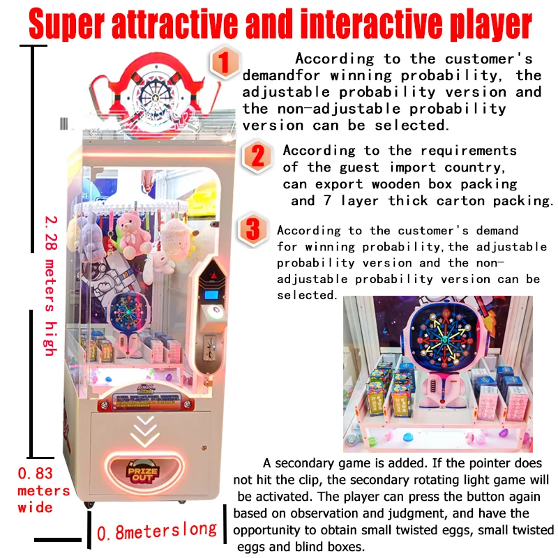 64 Clips 3 Players Three-in-one Machine  4 Kinds Blind Box Little Gashapon Color Iron case Guangzhou Factory Clip Game Machine