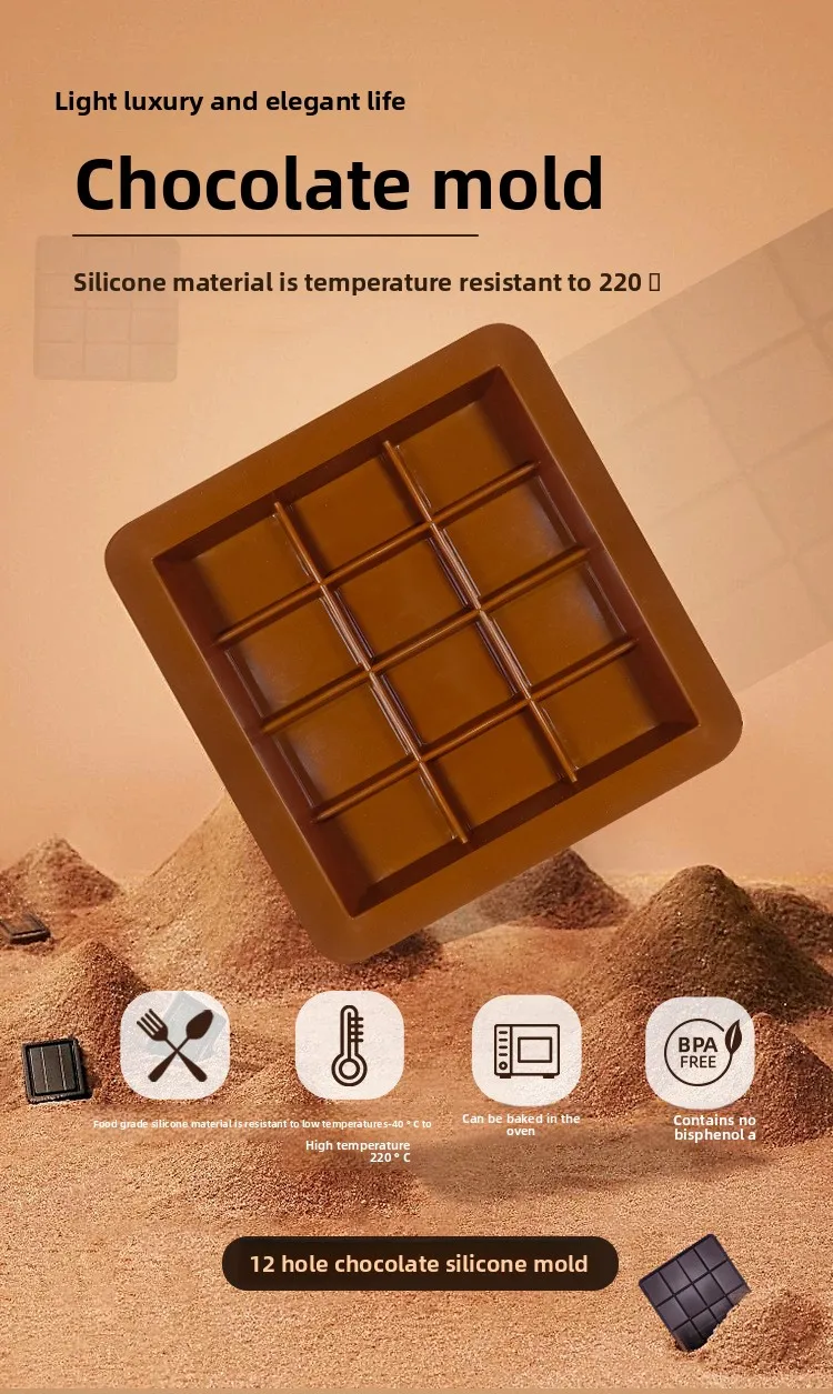 DIY Cake Baking Tool Rectangular Silicone Baking Mold for Chocolate Making Essential Cake Tools supplier