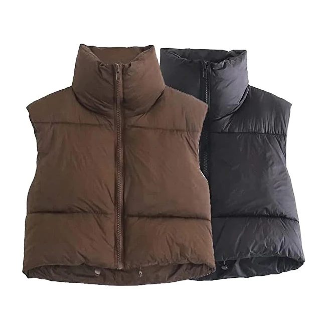 brown quilted vest womens