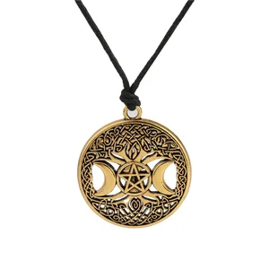 Moon Goddess Wicca Pentagram Magic Necklace Women Tree of Life Amulet Pendant