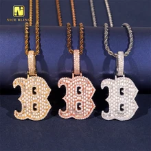 Fashion Baguette Hip Hop Jewelry Letter B Pendant Custom Iced Out 925 Silver VVS Moissanite Diamond Initial Charm Pendant