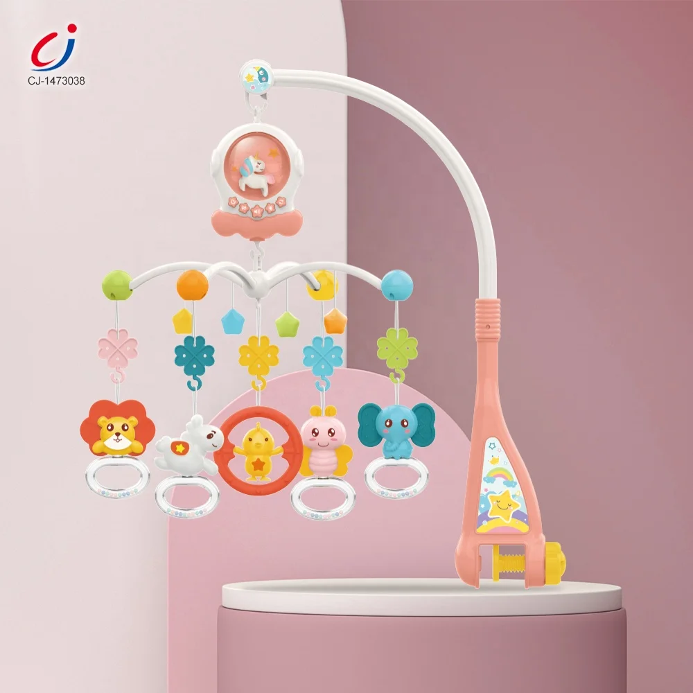 Infant plastic bed bell sleeping soothing crib toy musical baby mobile hanging