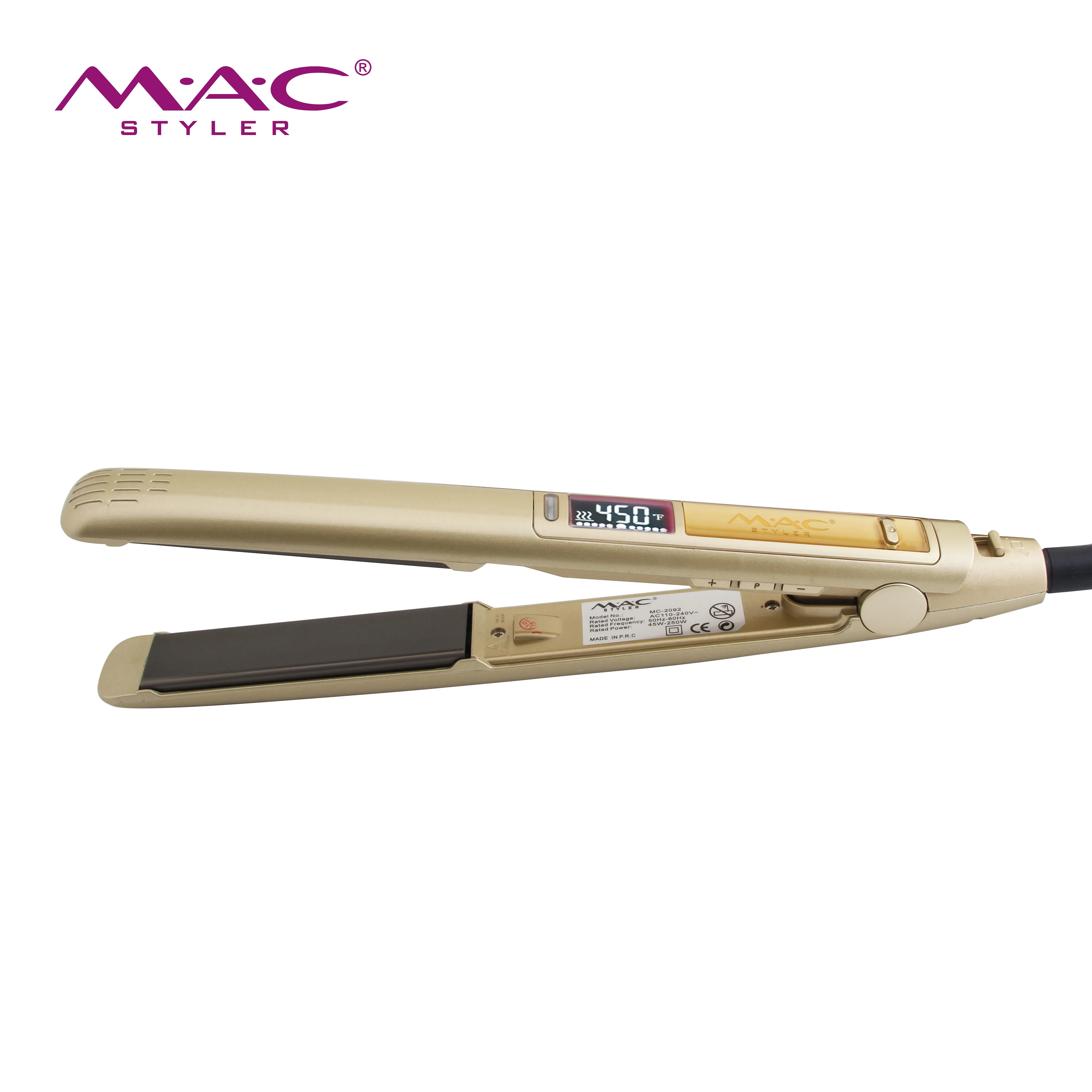 MAC Styler Nice 250C Flat Iron OEM Household Planchas De Cabello Gold Color Curling And Straightening Hair Straightener