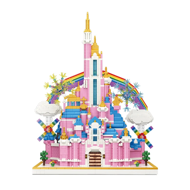 Best Selling Toys Educational Plastic Pink Castle Micro Particle Building Blocks Brick Toy Set