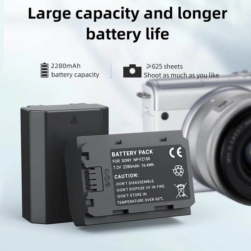 NEW NP FZ100 NPFZ100 NP-FZ100 Battery with 2800mAh for Sony Alpha