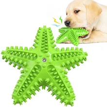 Eco-Friendly Dog Chew Toy Durable Toothbrush Toy Starfish Shape Sound Dental Cleaning Chew Stick Made Plastic Pet Chew Toys