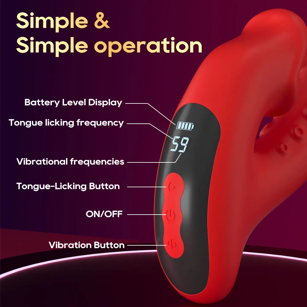 Female Tongue Licking Vibrator Adult Product 10 Vibrations 5 Tongue Dual Stimulation Function Adjustment Vibrator Sex Toys_voghion.com