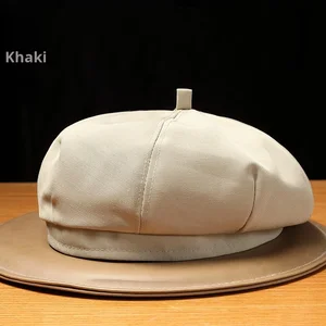 New Trendy Female Waiter Printed Text Beret Melon Skin Design Chef Hat for Catering Kitchen Work Milk Restaurant Bar Uniforms