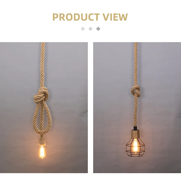 Hemp Rope Pendant Lamp Personality Single Head Bar Cafe Restaurant Clothing Shop Window Retro Industrial Wind Lamp