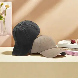 Vintage Baseball Cap Combed Cotton Washed Duckbill Trendy Brand Simple Versatile Sun Hat with Printed Design