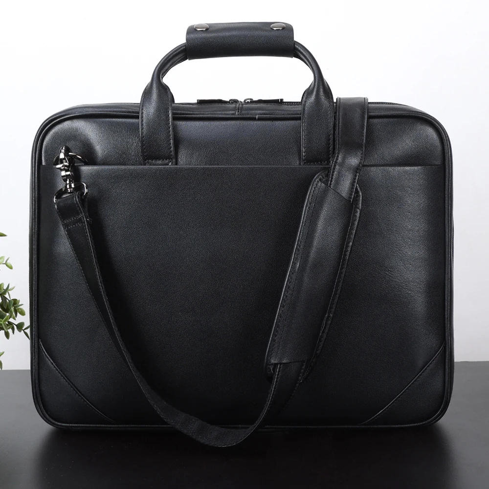 OEM ODM Style Custom Color Men Black Thin Slim Crossbody Cowhide Genuine Full Grain Leather Laptop Briefcase Bags