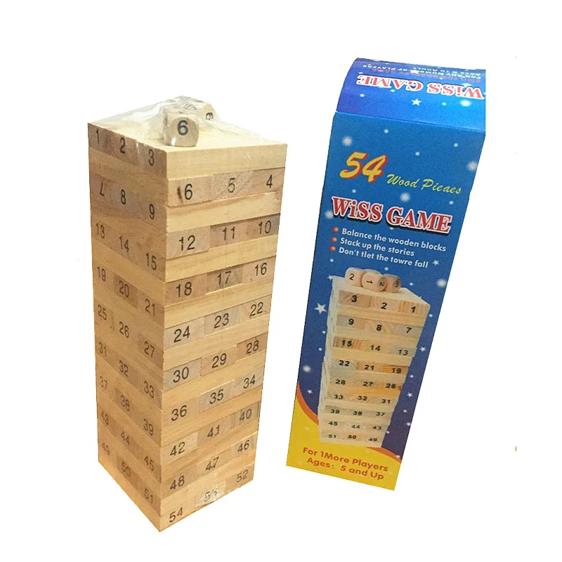 Educational Toys Friends Building Rectangular Block Give Dice Wooden Dominos Building Blocks Wooden Tumble Tower