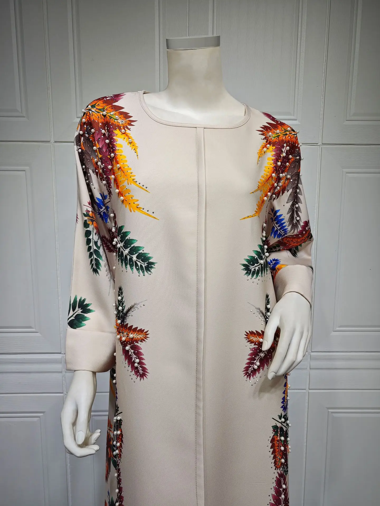 Printed Floral Abaya Dress Robe for Arab Dubai Turkey Middle East Women.