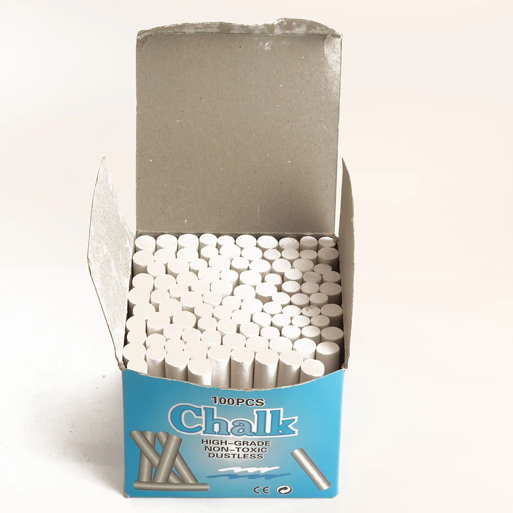 Study Time 100pcs Dustless Chalks Sidewalk Chalk White Support Custom Packaging