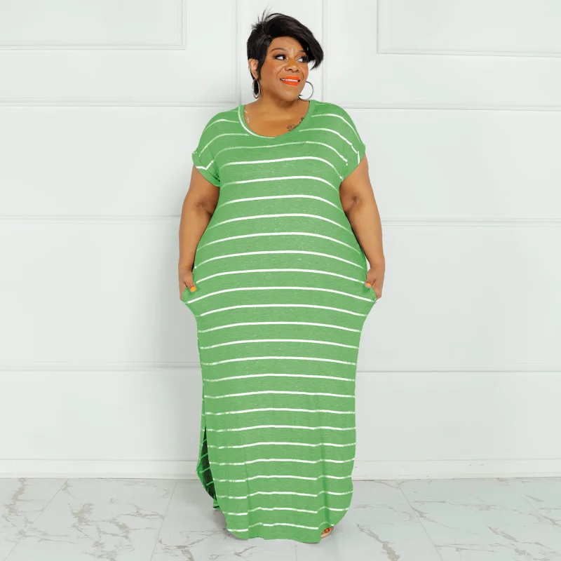 Vestidos informales sueltos para damas gordas con bolsillo de