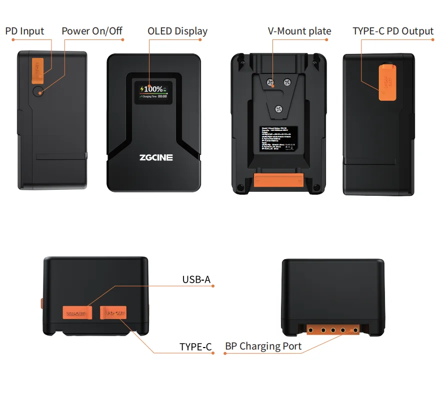 
 Сменная батарея высокой мощности V-образное крепление батарея 99Wh 6800mAh14.8V перезаряжаемая V Блокировка литий-ионная батарея мощность для освещения камеры  