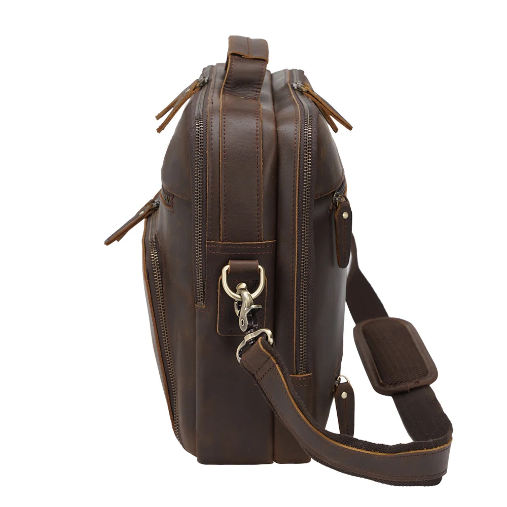 Factory Business Man Handbag Real Leather Single Shoulder Bag Modern Mens Leather Briefcase
