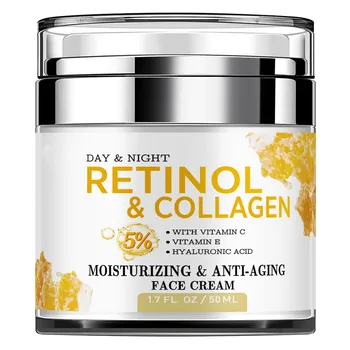 Private Label Jojoba Oil Face Cream Anti-Aging Collagen Retinol Night Moisturizer with Hyaluronic Acid for Wrinkle Reduction