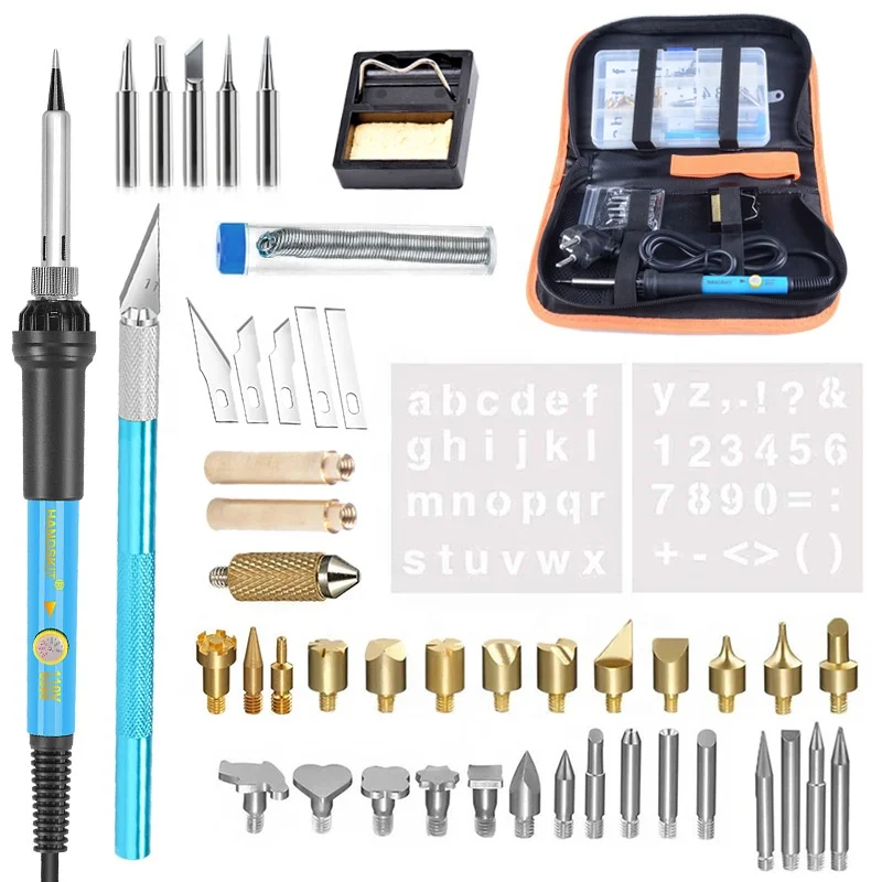 Dropshipping New Cautin Soldering Irons Tips Gun Carving Wood Burning Kit Set Tool Solda 60W Electric Soldering Iron