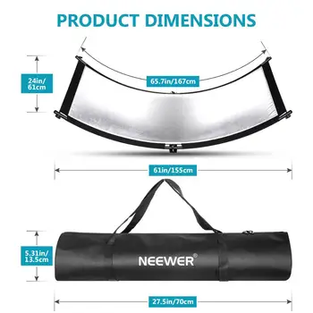 Neewer Clamshell Light Reflector with Carry Bag and 2M Light Stand, 66x24 Inch Arclight Curved Eyelighter Lighting Reflector for detail image