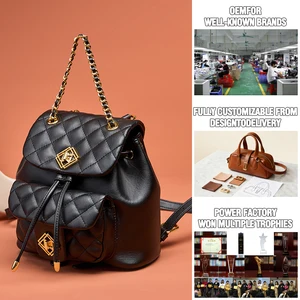 Manufacturer Wholesale Custom Women's Retro Diamond Grid Backpack Shoulder Bag OEM/ODM High-quality Cowhide Handbag Shoulder Bag