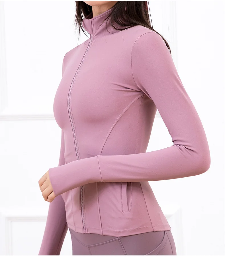 Chaquetas deportivas con cremallera para mujer, secado rápido