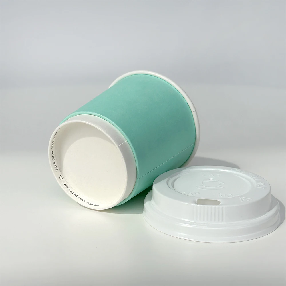 Factory Supply Small Size 4oz Custom logo Green Color  Hot Coffee Carton Paper Cup with PS Lid