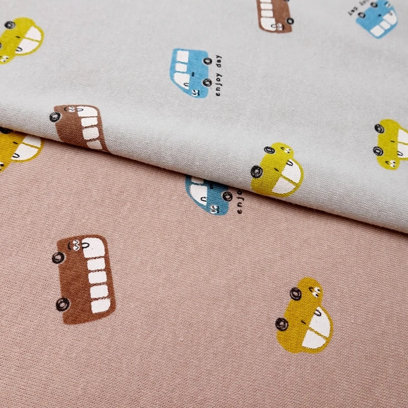 Мультяшная Автомобильная 75% полиэстер 25% хлопок вязаный на заказ пигментный принт 220GSM Матовый французский махровый флисовый материал