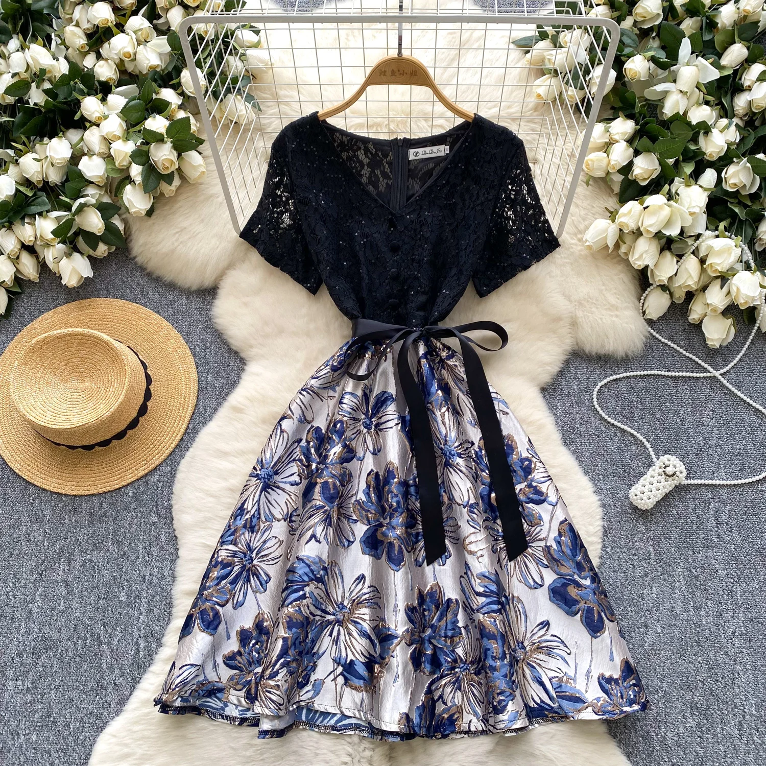 wedding guest dresses under $100 Juniper Lace Trim Satin Midi Slip Dress, Yellow / L Sky Blue Sleeve Size:32/33 The Flowerful Dress—a spring wood chest