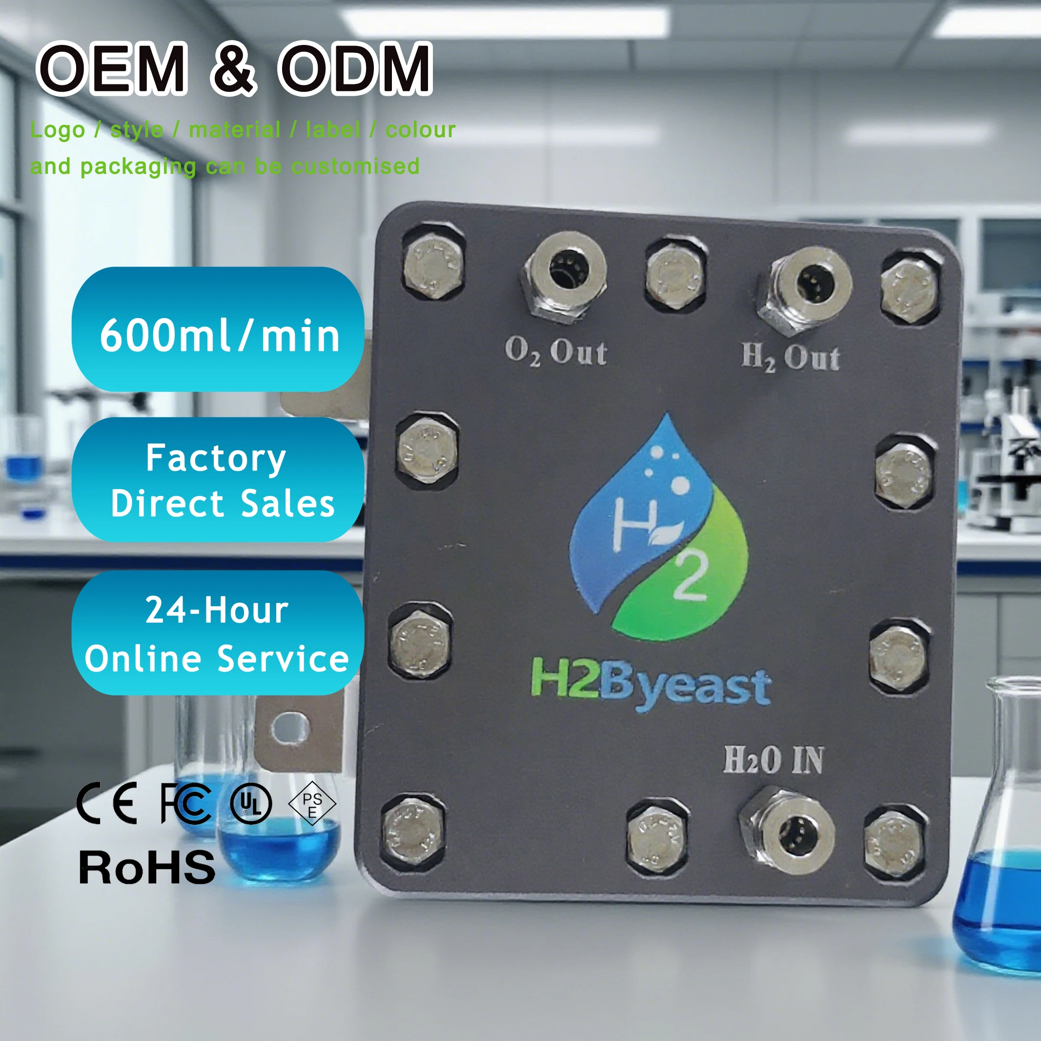 Hydrogen Electrolysis Cell PEM Pure Water H2 Production Electrolyser ...
