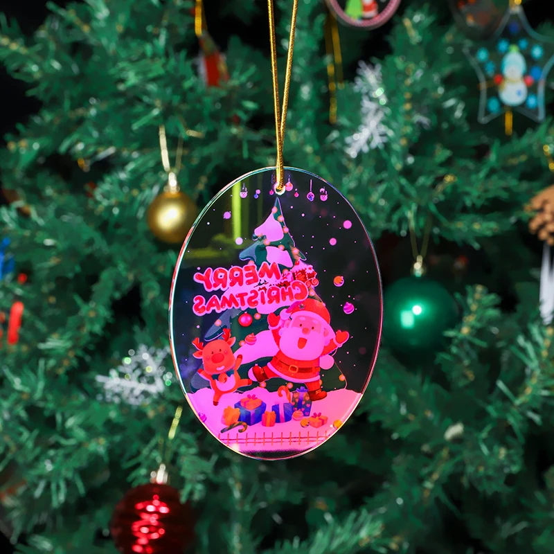 product factory uv printing custom oval merry christmas ornament gifts glass pendant christmas decoration supplier-35