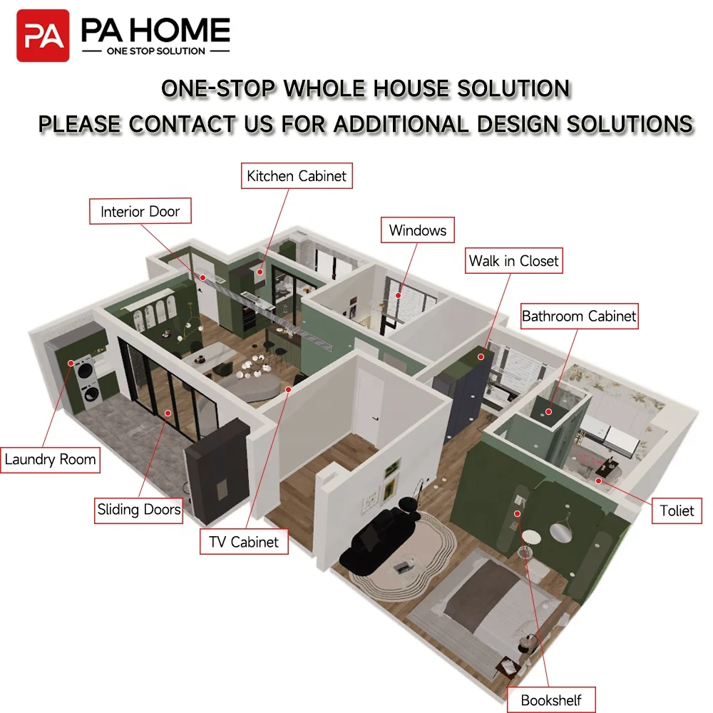 PA Cheap Price Japanese Style Modular Black Kitchen With Kitchen Island
