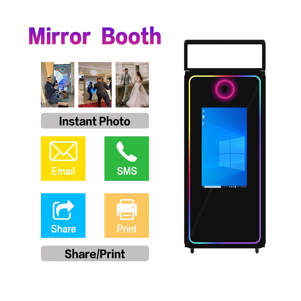 Smart 70 Inch Screen Magic Mirror Photo Booth with Camera and Printer Digital Interactive Mirror Photobooth