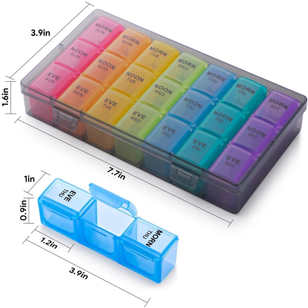 Best Selling 7 Day Logo Cheap Price Promotion Customized Logo 21 Cases Weekly Plastic Pill Box