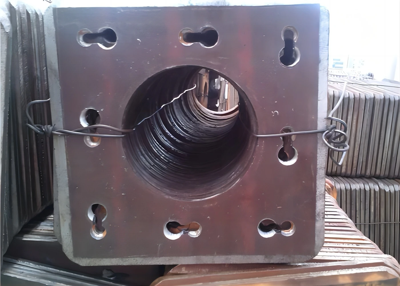 Square carbon steel forged flat flange end plate for PHC pre-stressed high-strength concrete pipe pile supplier