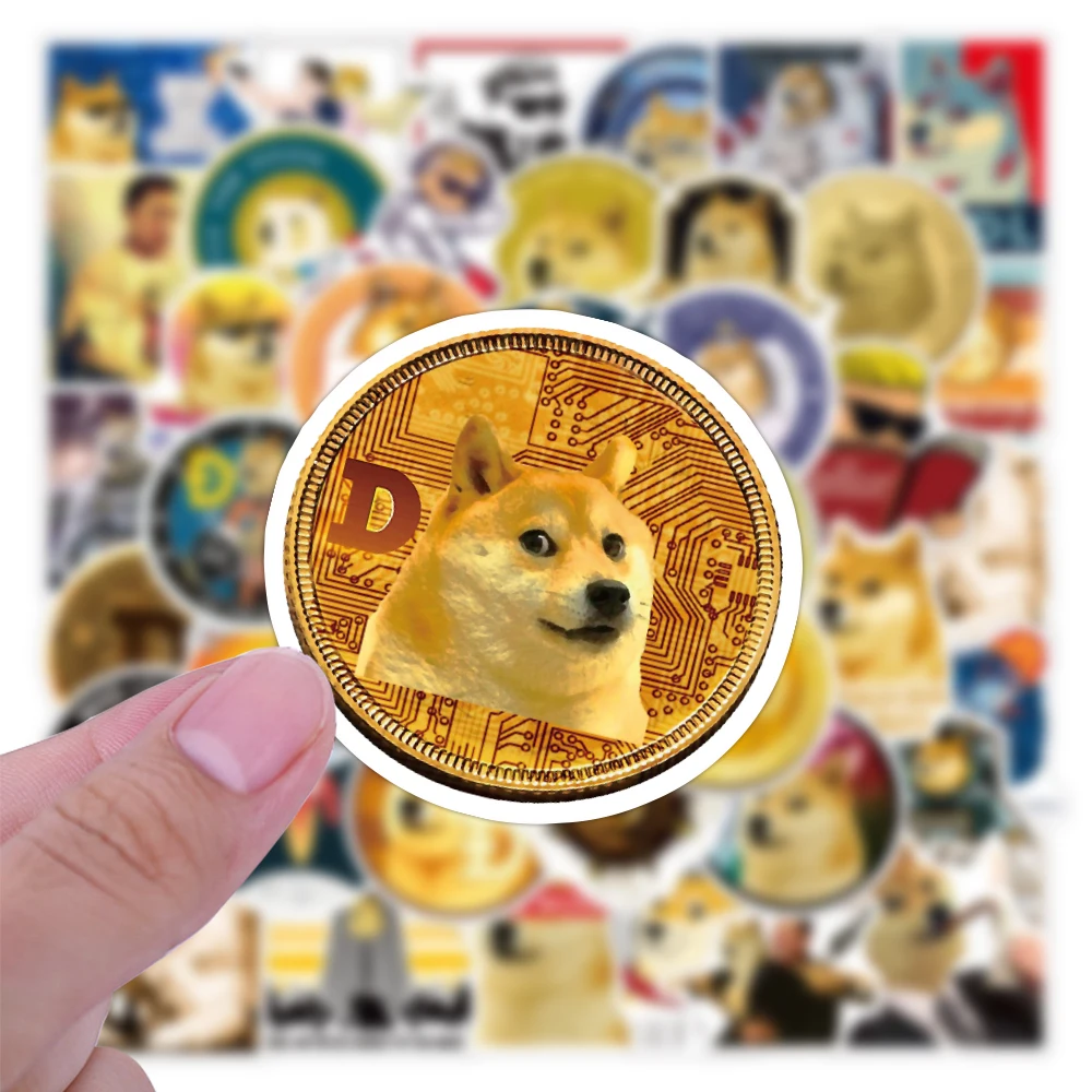 50 милых мультяшных догкоин, наклейка на багаж, ПВХ самоклеящаяся бутылка для воды, скейтборд, Подарочная наклейка для детей/подростков/взрослых