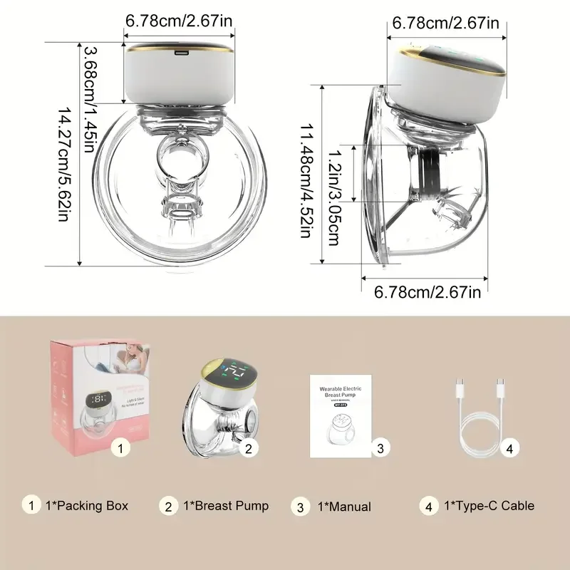 LED Touch Button Baby Care Intelligent Handsfree Silicone Electric Wearable Breast Pump With 4 Modes 12 Different Gears