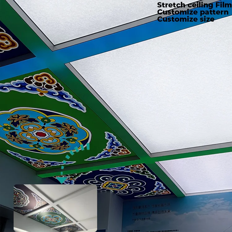 translucent maple leaves 3d design stretch pvc ceiling film -14