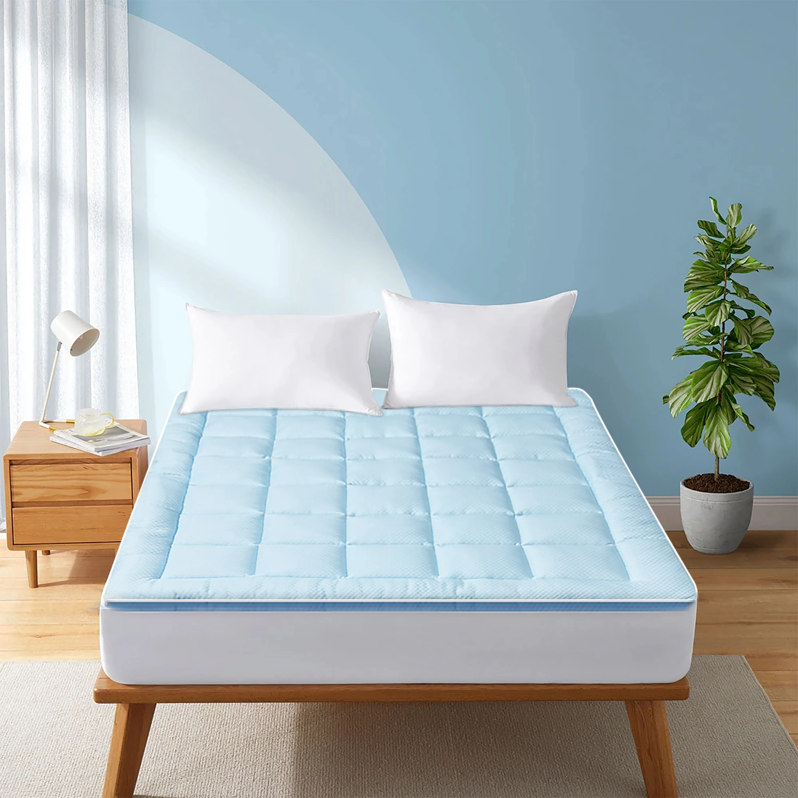 2024 New Product Summer PE Cooling Air Knit Fabric Mattress Topper Cover With 18'' Deep Pocket