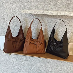 Light Luxury Commuting PU Leather Tote Bag for Women, Trendy Large Capacity 2026 New High Beauty Single Shoulder Bag
