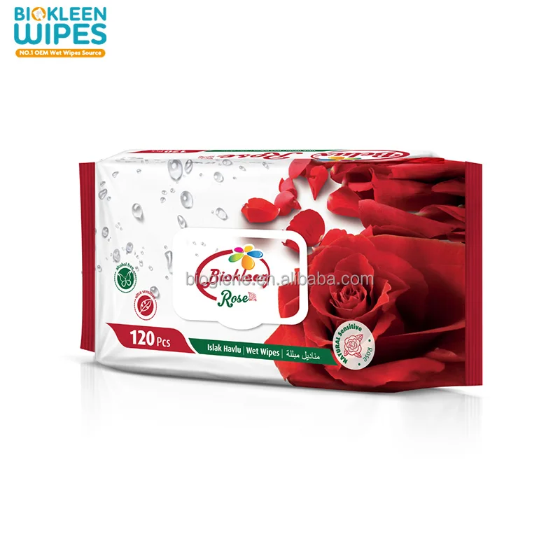 Biokleen Custom Free Sample 120PCS Rose Olive Mint Raspberry Baby WET WIPES