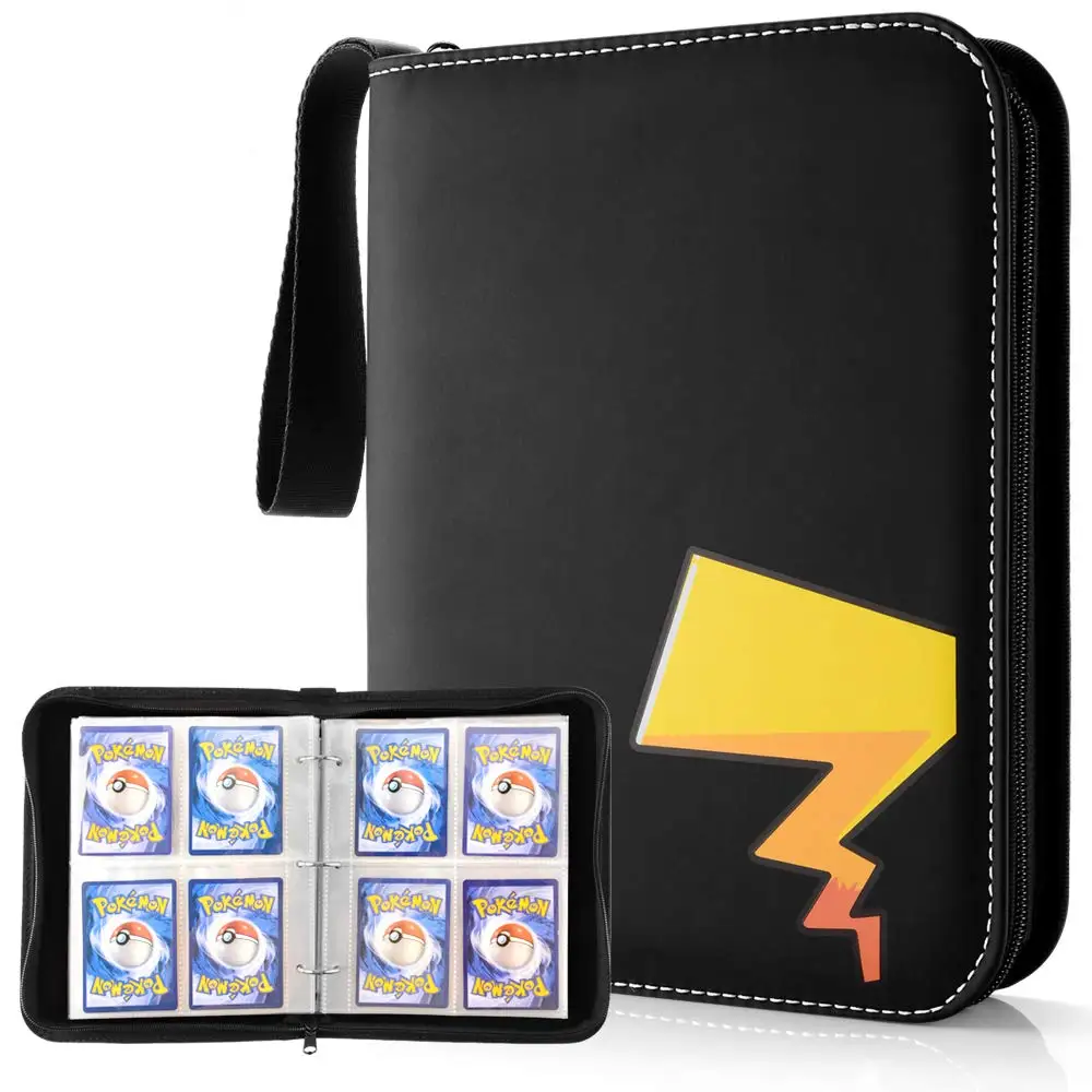 Charizard Detective Pikachu Pu Leather A4 Mini 4 9 Pocket Zipper Card  Collector Box Poke Mon Trading Card Folder Ring Binder