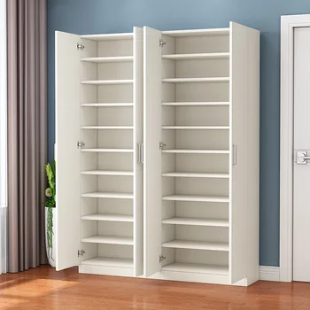 Customized storage cabinet multi layers shoe rack two doors wooden shoe cabinet