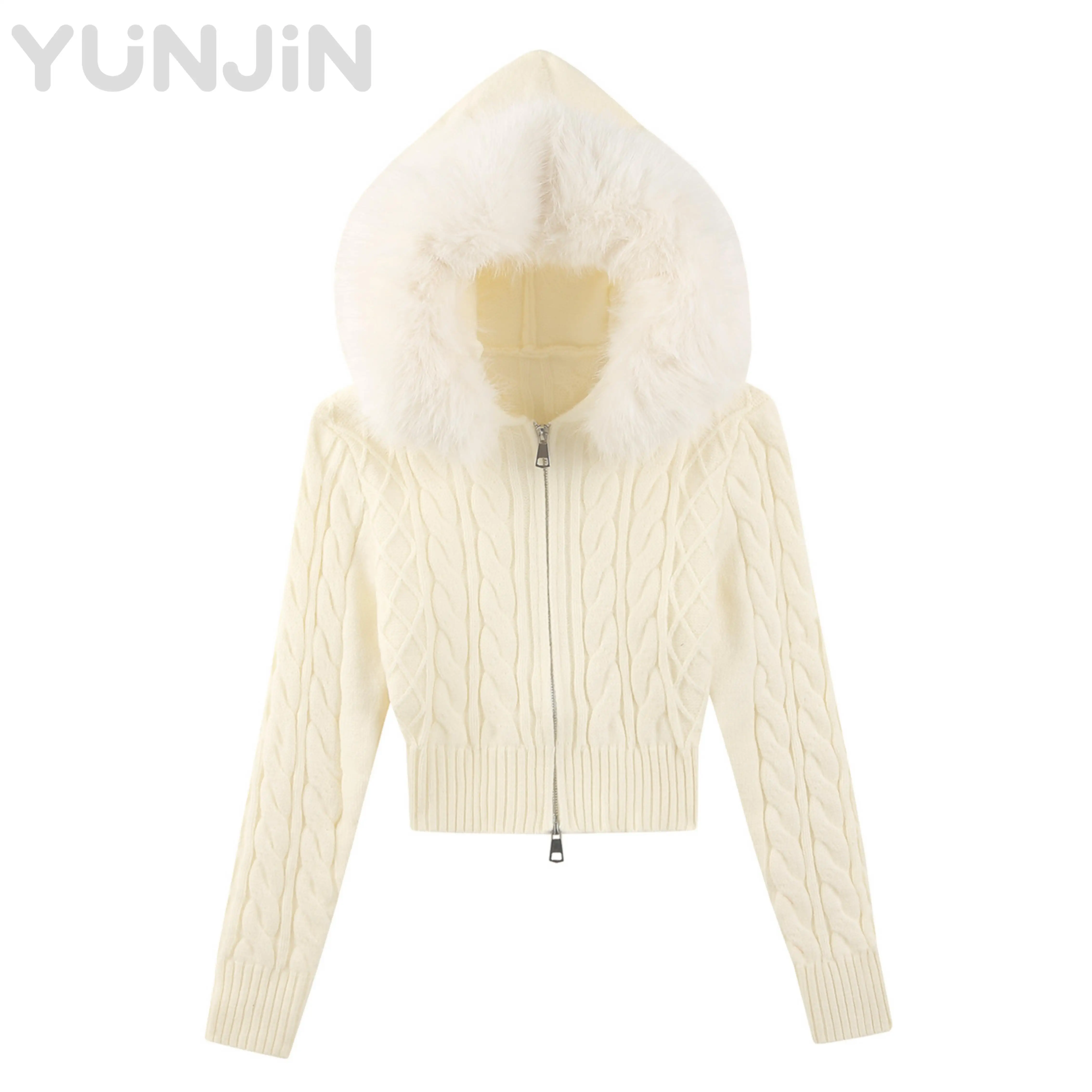 Casual Beige Women Winter Clothes Real Fox Fur