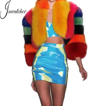2021 Colorful Design Short Style Multicolor Real Fox Fur High Quality Warm Female Real Fox Fur Coat Women