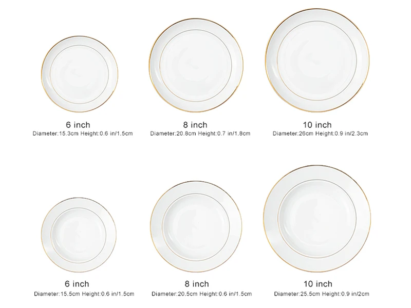 Custom Ceramic Charger Plates For Wedding White Gold Rim Dish Round