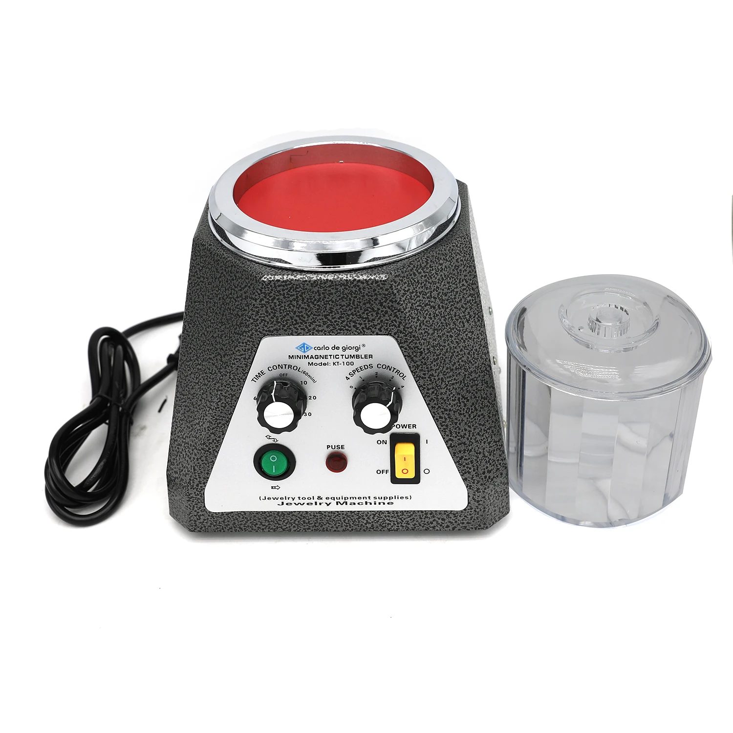 KT-100磁気タンブラー磁気ポリッシャー 4段階速度ジュエリー