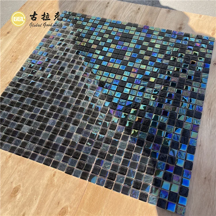 Wholesale sunshine black glass mosaic tile for swimming pool factory