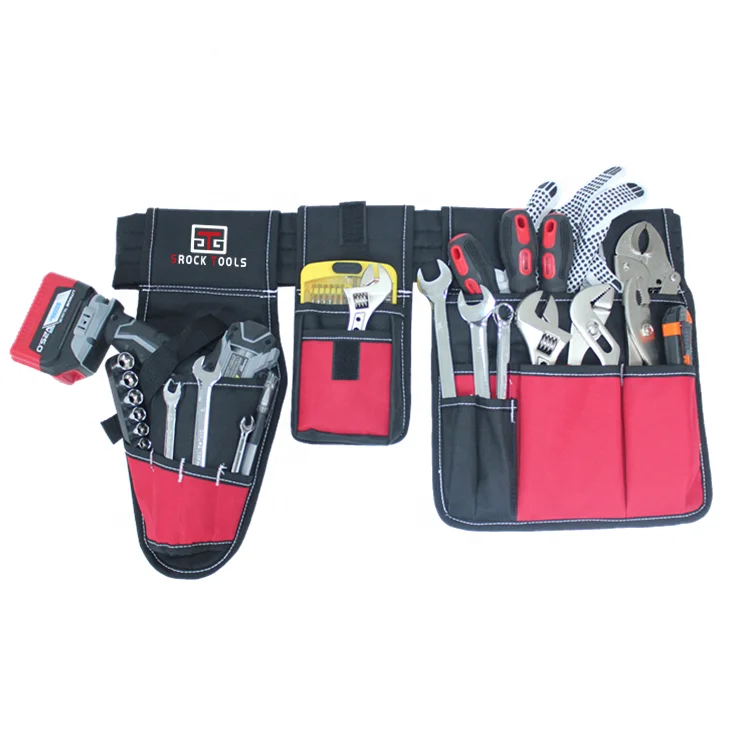 600D Polyester Carpenter's Rig Apron Padded Tool Belt Bag With Drill Holder Pouch